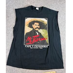 VTG Mi Tierra Cafe San Antonio Emiliano Zapata Sleeveless Shirt XL Mexican 90s